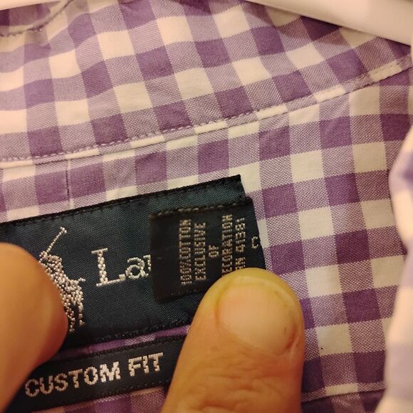 Ralph Lauren shirt mens 2XL XXL purple chcek plaid custom fit pony logo - Picture 9 of 10